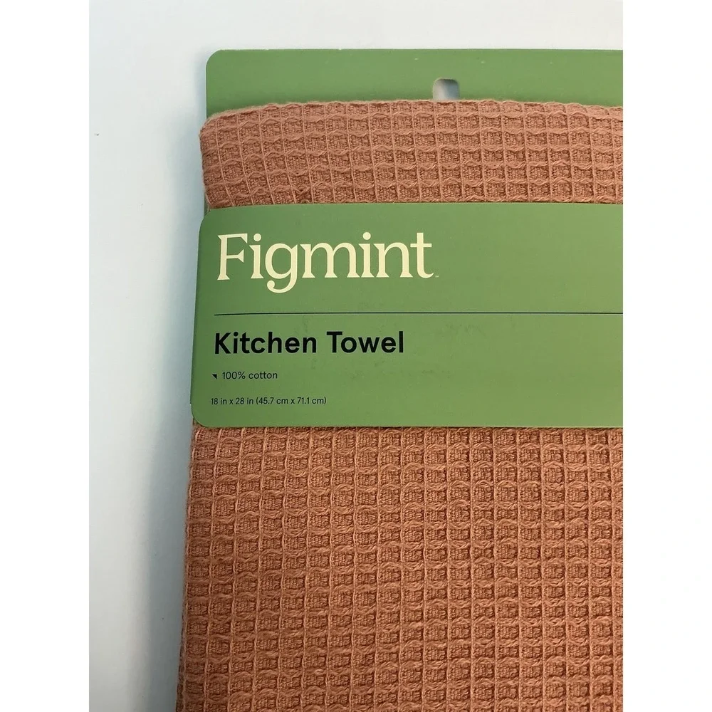 2 Pack Figmint Kitchen Towel Orange Brown 100%‎ Cotton Waffle Weave 18x28 New